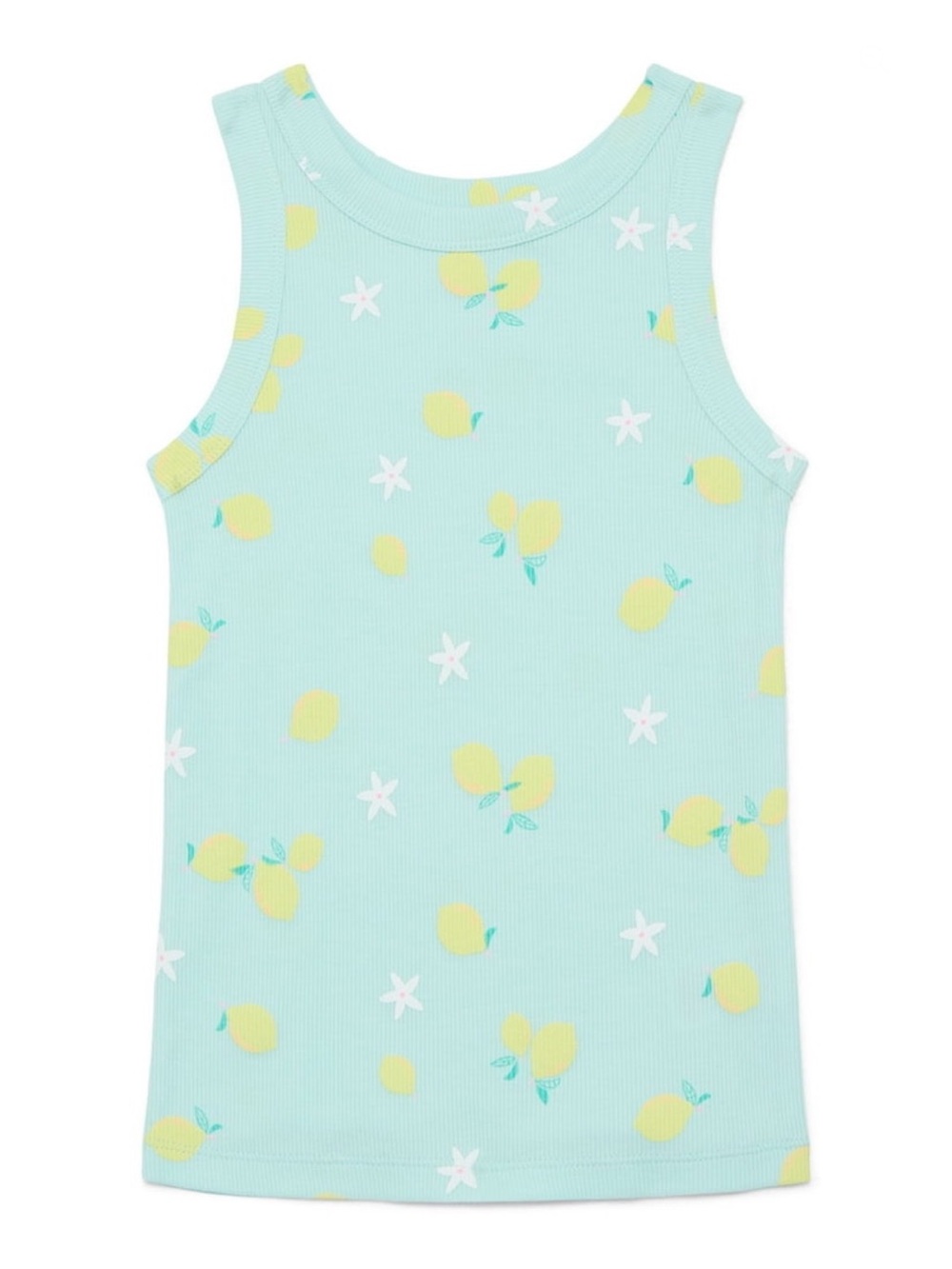 wonder nation Aqua Lemon & Star Print Ribbed Tank Top